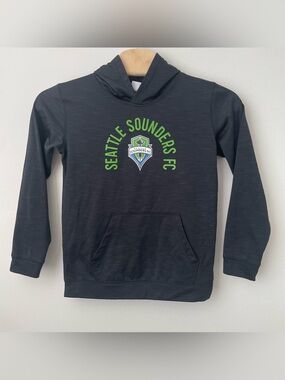 MLS Seattle Sounders FC Performance Hoodie Black Gray Size XL Youth fits M Adult
